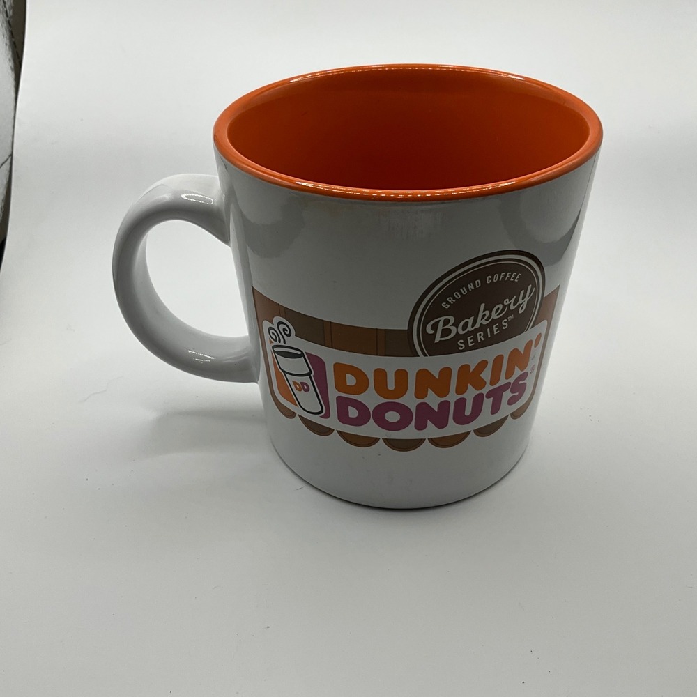 Dunkin‎ Donuts Bakery Series Coffee Mug Orange Interior White Exterior
